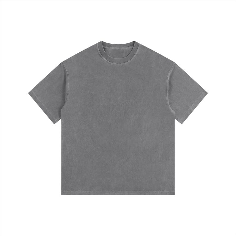 Acid Wash Oversized Crew Neck Short Sleeve T-Shirt Gray image 1