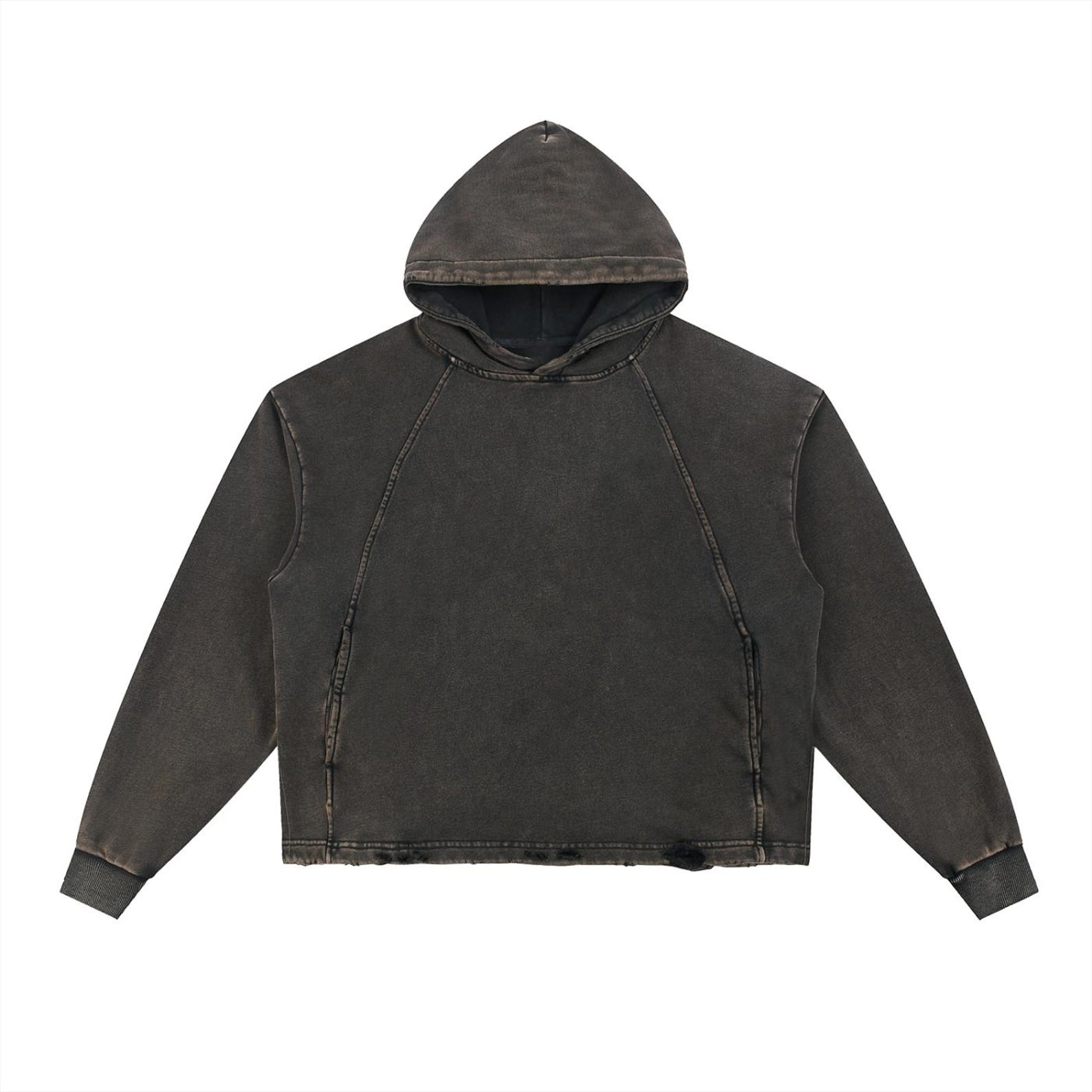 Acid Wash Pullover Hoodie Sweatshirt Dark Gray Vintage Washed image 2