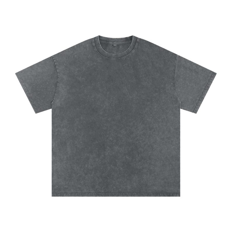 Acid Washed Heavyweight Cotton Crew Neck T-Shirt Short Sleeve image 1