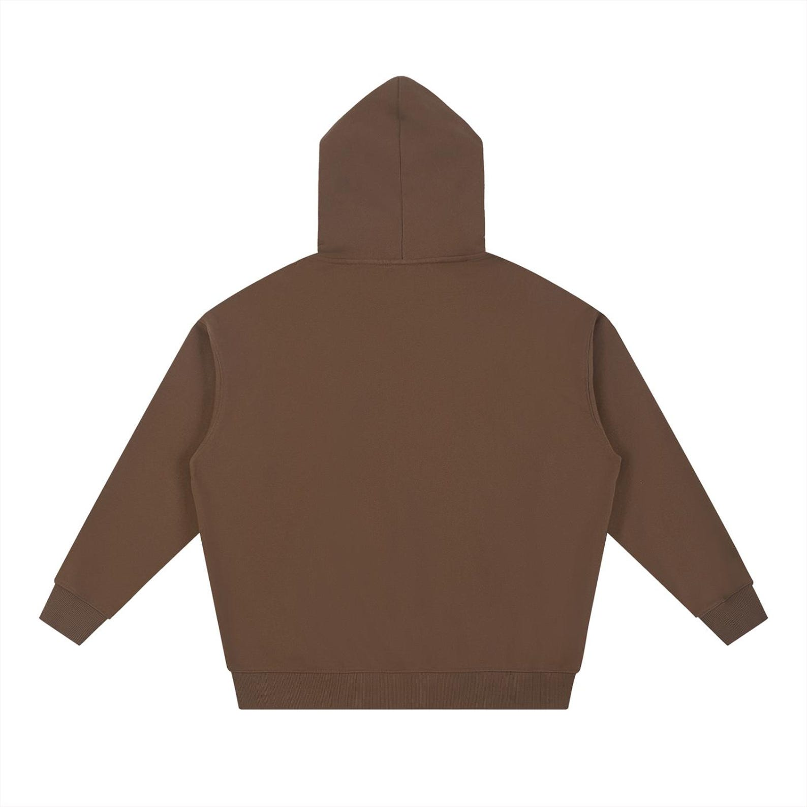 Pullover Hoodie Sweatshirt Brown Fleece Kangaroo Pocket image 1