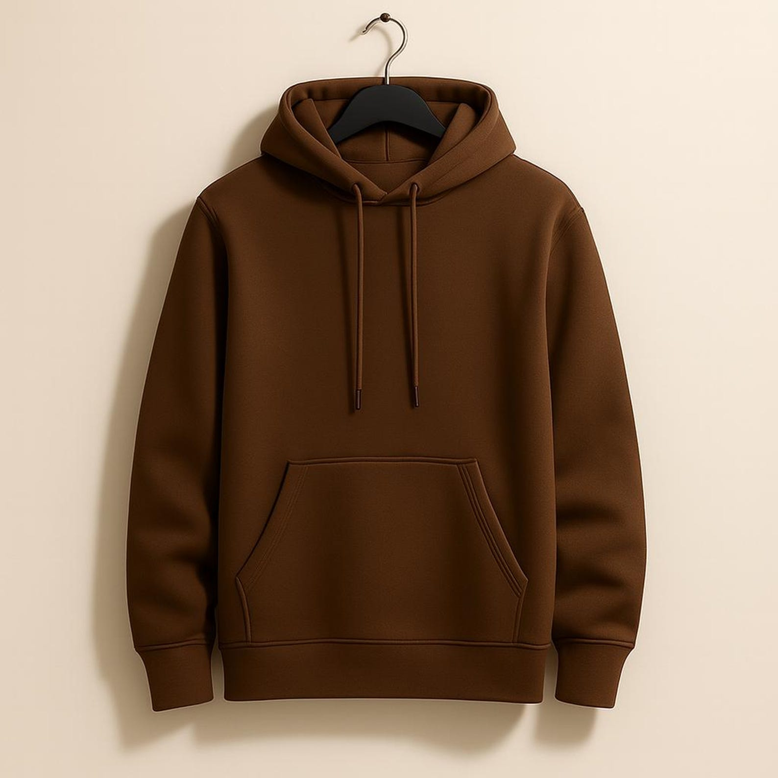 Pullover Hoodie Sweatshirt with Kangaroo Pocket - Brown image 1